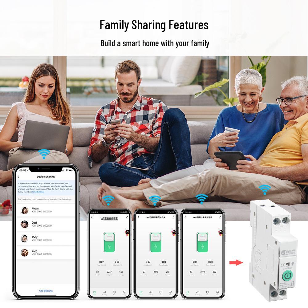 16A Smart WiFi Circuit Breaker with Remote Control, Timer, and Leakage Protection