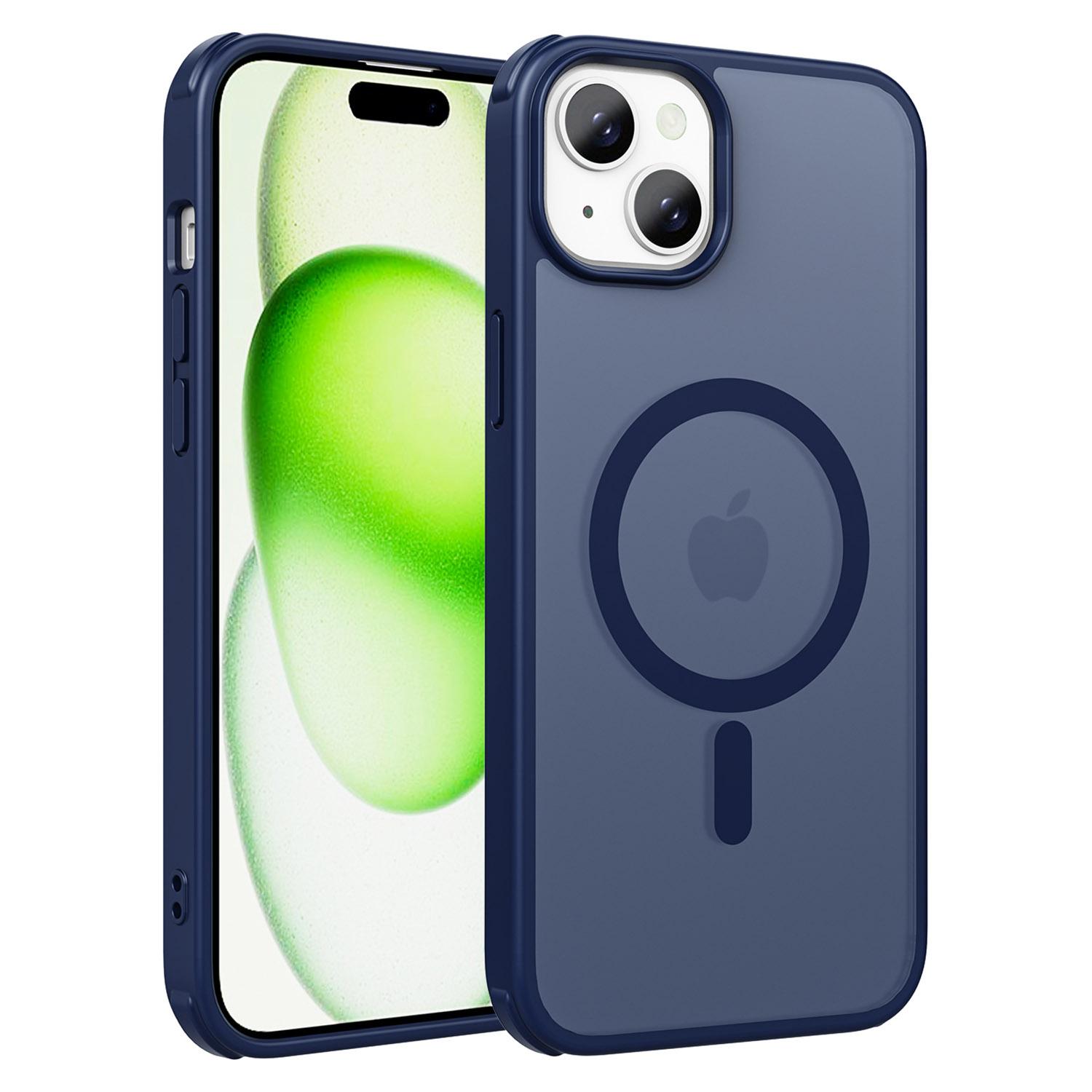 

For iPhone 15 Plus Case Compatible with MagSafe TPU+PC Skin-Touch Phone Cover Blue