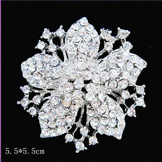 European  American Crystal Flower Bridal Brooch - Versatile Alloy Lapel Pin Accessory Zhenyao Accessories сплава