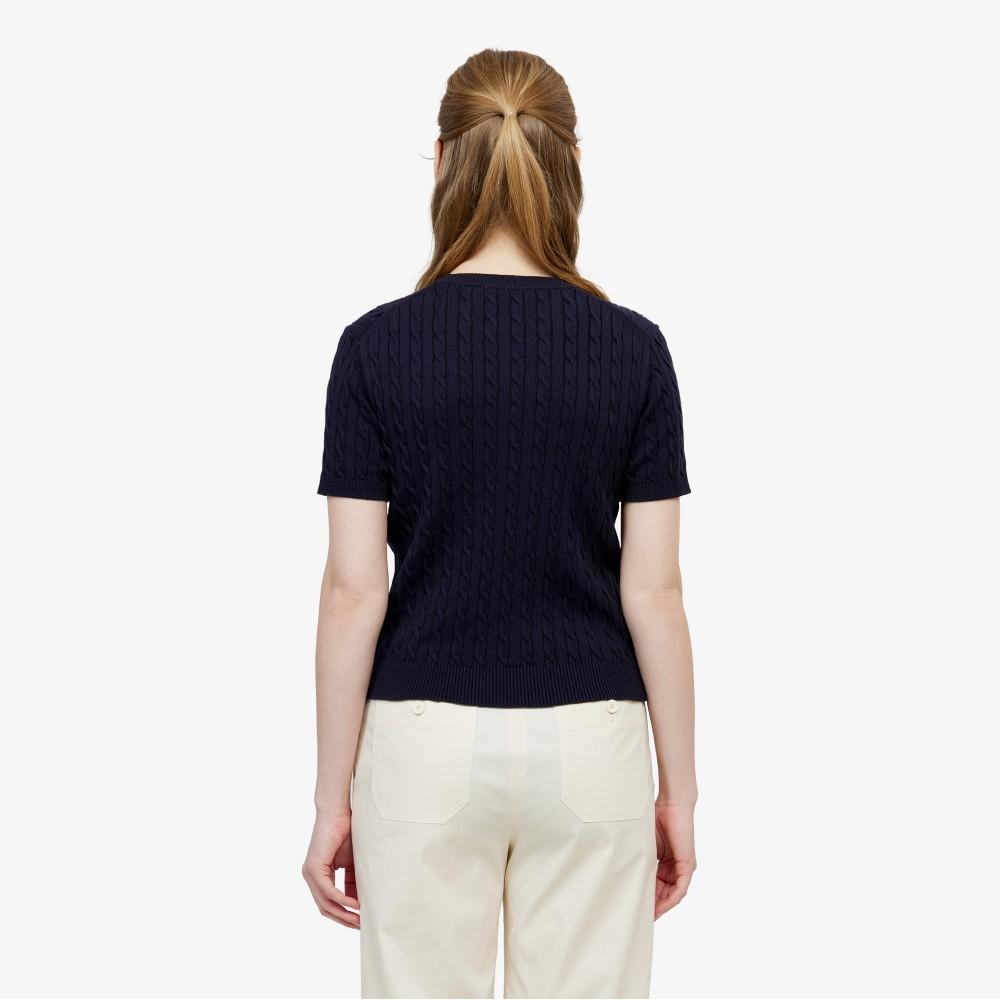 [lacoste] Women's Cable Short-Sleeve Crew Neck Sweater AF590E-56G166