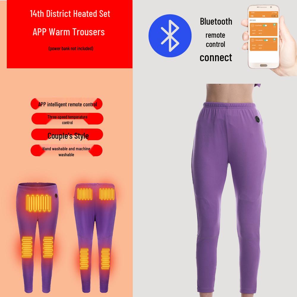 Bluetooth-Controlled Heated Thermal Underwear Set for Men and Women - USB Electric Heating with Velvet-Lined Warm Pants