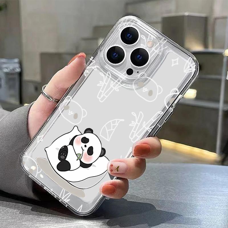 Lovely Baby Panda Pattern Case For iPhone 17 Pro Max Coque iPhone 16 15 14 13 12 Pro Max 11 Clear TPU Silicone Soft Cover