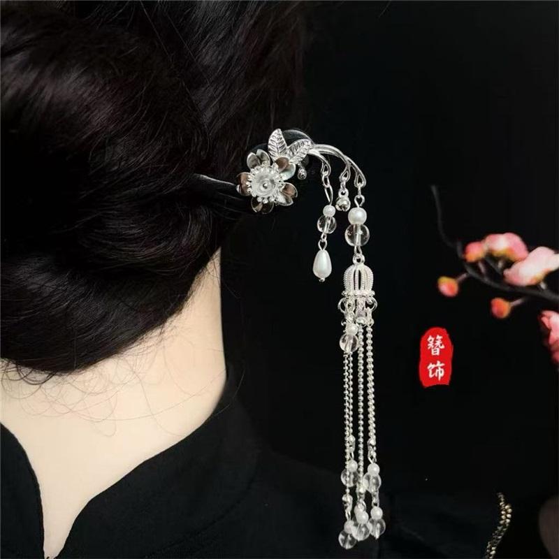 18cm Long Tassel Copper Coin Retro Hairpin Chinese Style Elegant Hair Stick Match Cheongsam Horse Face Skirt Women Ancient Style Hair Jewelry