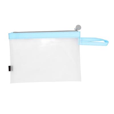 Reißverschluss-Datei-Tasche Leicht zu tragen Mattiertes Material Fühlt sich angenehm an Transparent A4 Wasserdichte Ordner-Taschen Blau
