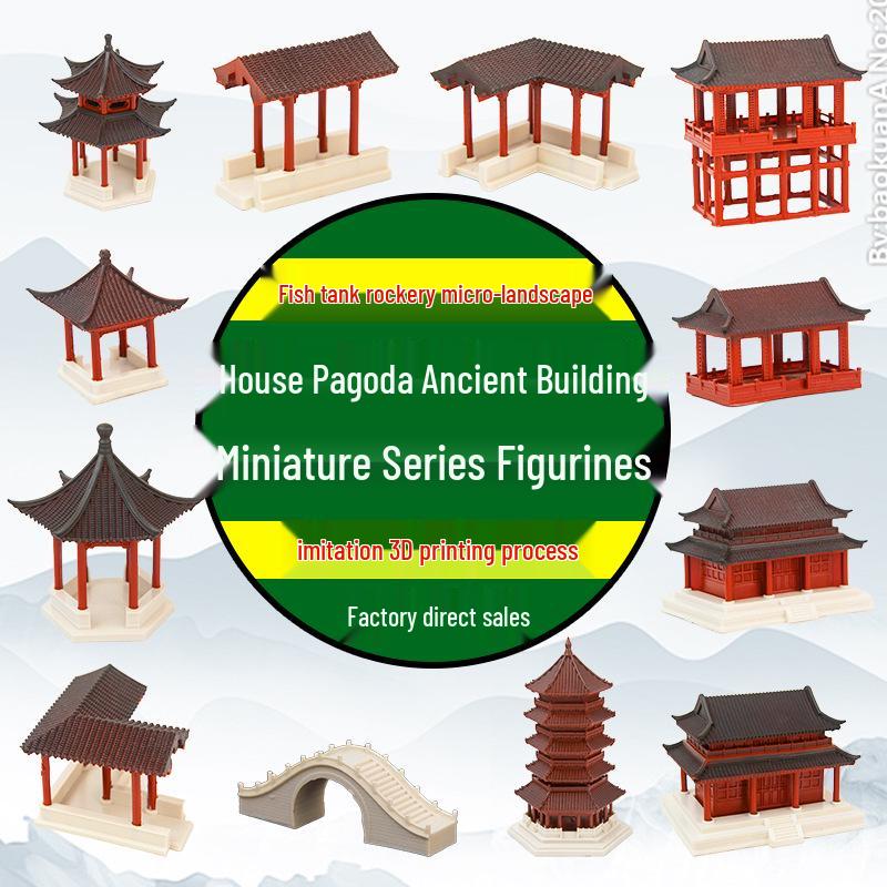 Ancient Architecture Bonsai Pavilion Ornament for Fish Tank and Aquaterrarium Landscaping