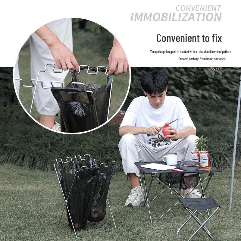 OEING Portable Folding Outdoor Trash Bag Holder