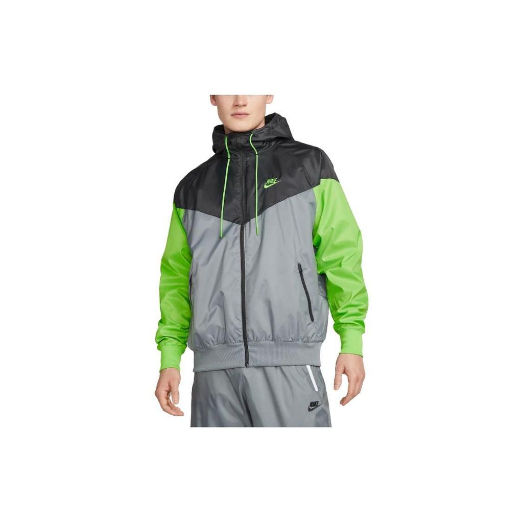 Nike Sportswear Windrunner Logo Embroidered Color Block Hooded Jacket Men Jackets Coal DA0001-065