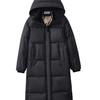Schwarz-goldene Daunenjacke Damen Winter Neu Koreanische Version Über das Knie Verdickt Lang Warm Jacke