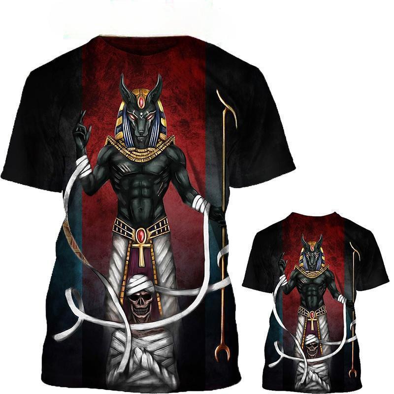 Ancient Egyptian Pharaoh 3D Digital Printed Pattern T-shirt Retro Style Men's Loose T-shirt