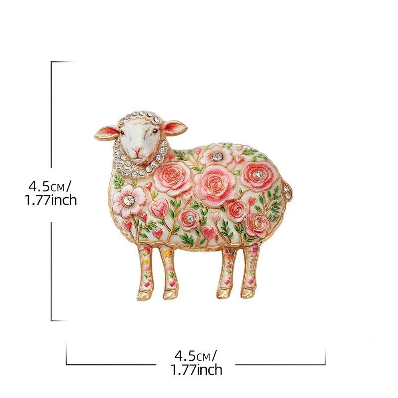 Premium Alloy Rose Flower Goat Brooch Hypoallergenic Unisex Lapel Pin for Year of Goat Celebration Office Party Gift