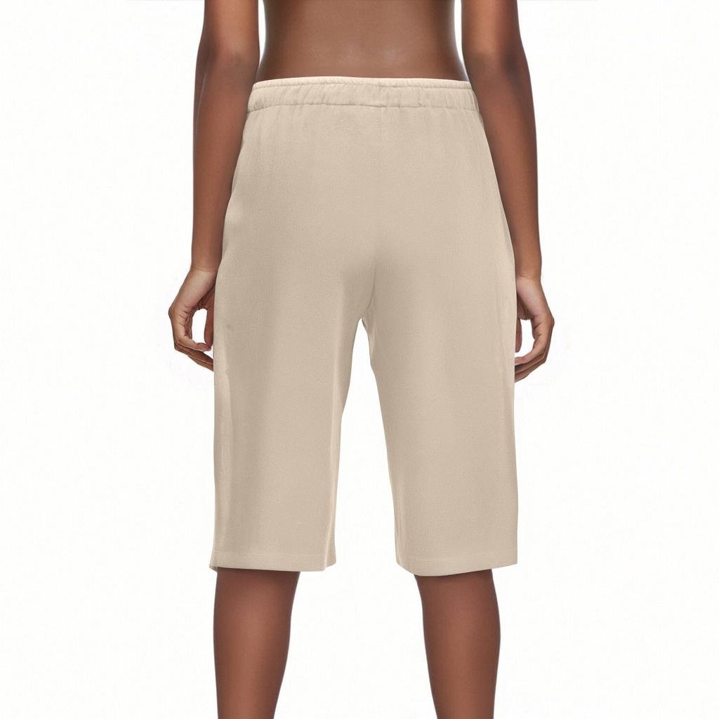 Women's Fashion Color Pocket Casual Drawstring Quarter Pants