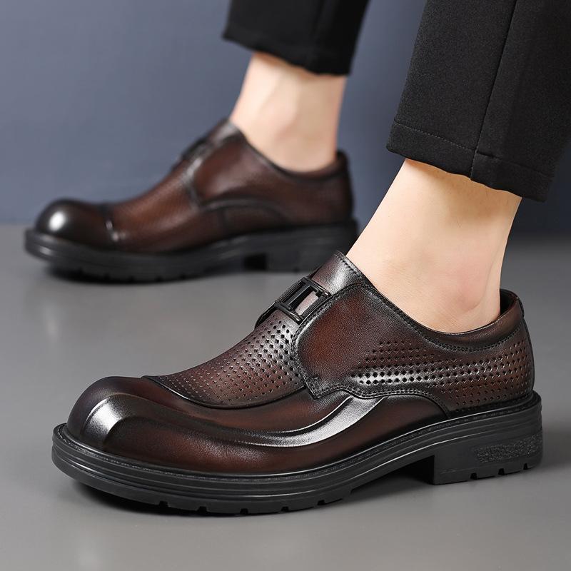 Spring Summer Hallow Cow Leather Shoes for Men Solid Color Fashion Casual Wedding Shoes Man British Designer Dress Shoe Male