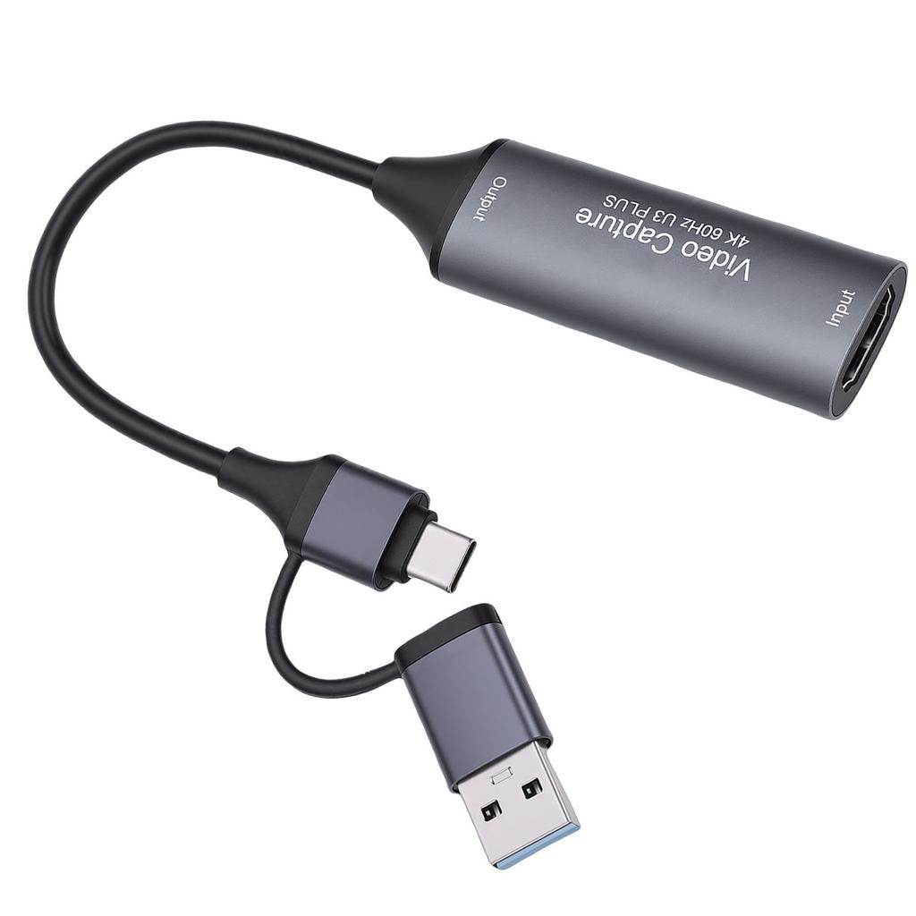 Video Capture Card 4K HD to USB C and A Low Latency USB 3.0 Sound Video Capture Card for Streaming Conference Teaching