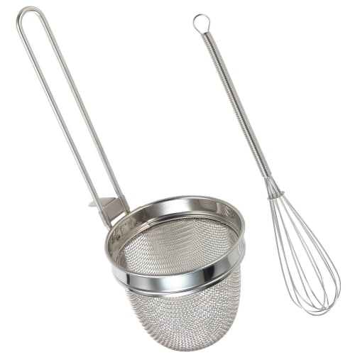 Yoshikawa Miso Strainer Set, Scoop and Mix, Silver with Muddler, Stainless Steel, Made In Japan, Tsubame-Sanjo, Product Code: 2004426