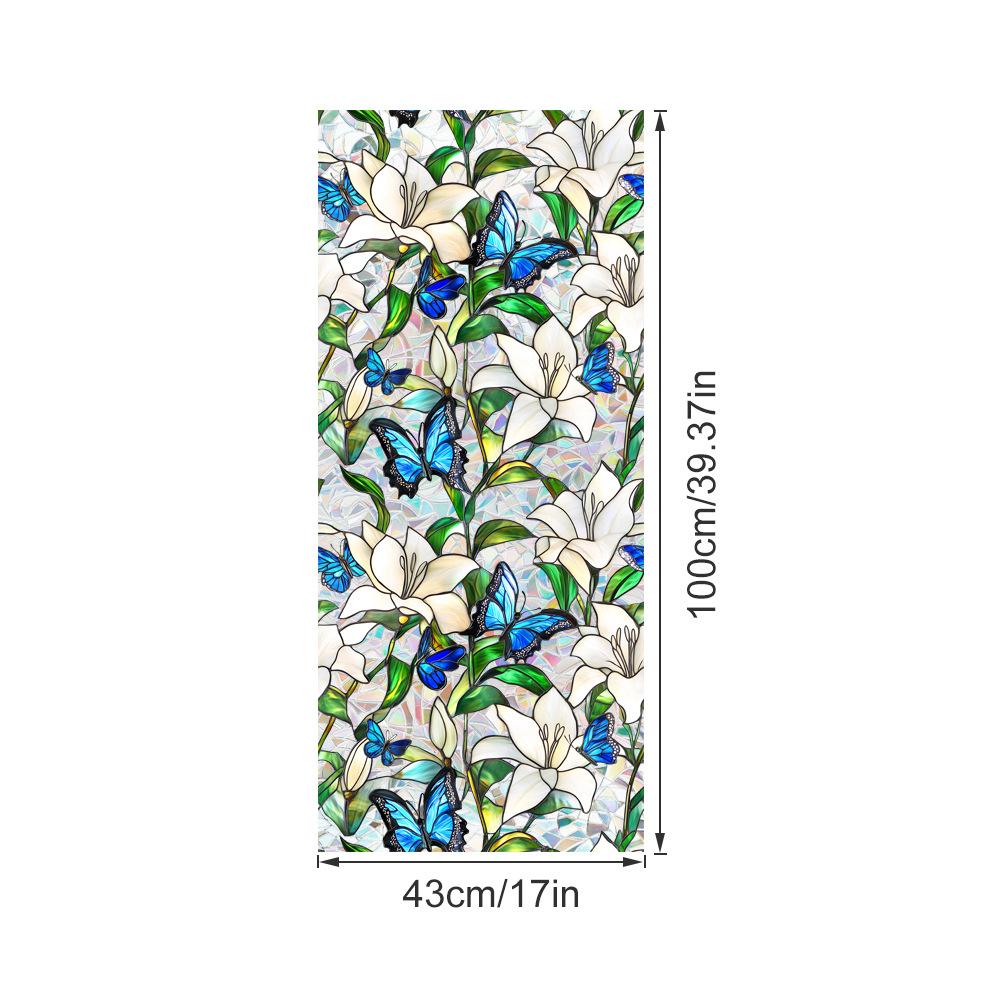 Colorful Flowers Electrostatic Glass Stickers PVC Adhesive Free Sun Catchers Colored Window Glass Stickers 43x100cm