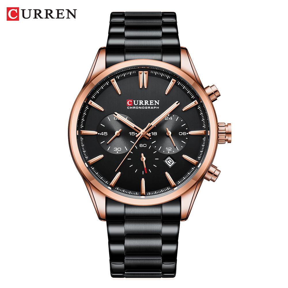 CURREN 8446 Men's Multi-Function Quartz Steel Band Sports Watch
