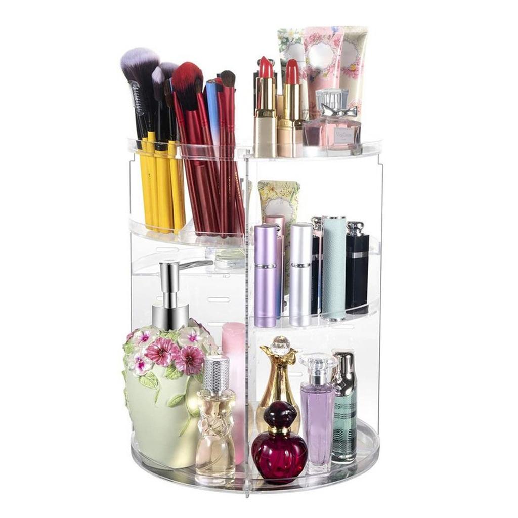 Elegant Makeup Storage Rack 360 Rotating Organizer with Multiple Layers for Cosmetics Beauty Products Display Stand