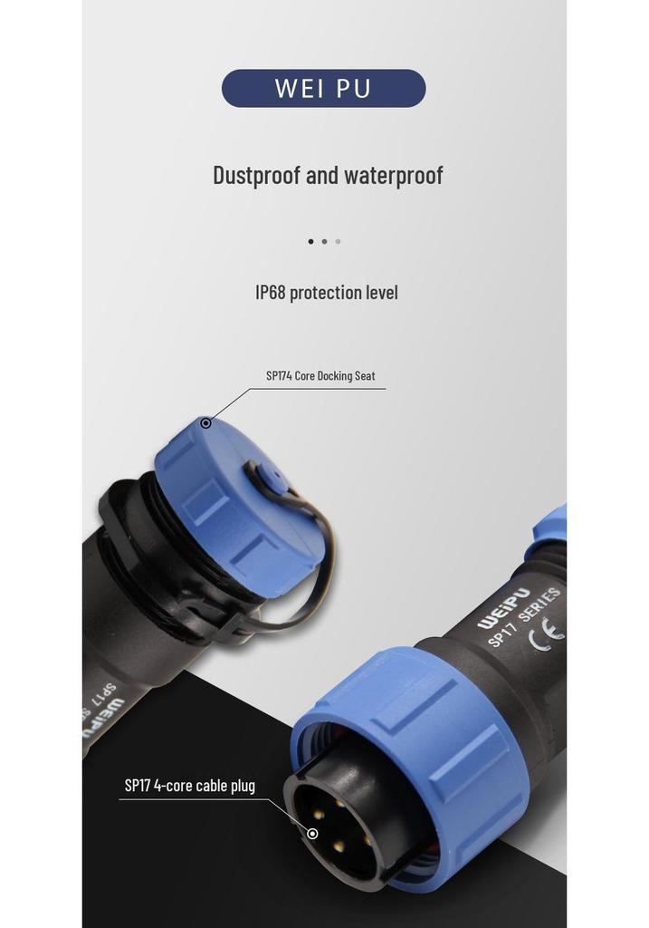 Weipu SP17 Series 2-9 Pin IP68 Waterproof Aviation Plug Connector