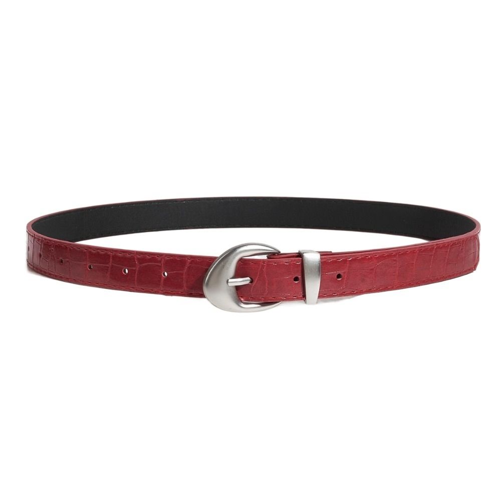 PU Leather Thin Waist Belt Crocodile Pattern Dress Jeans Belt Simple Women's Belt  For Ladies