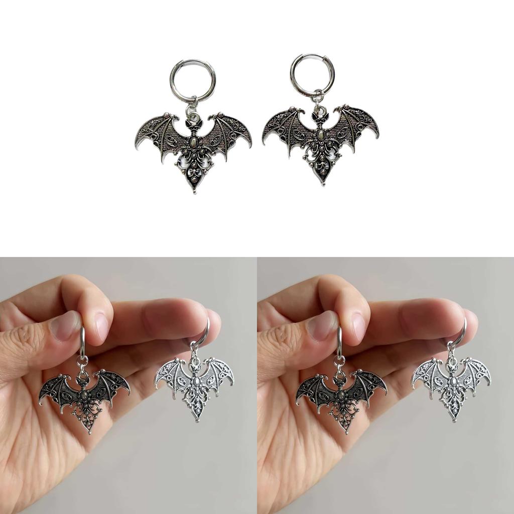 Gothic Bat Ear Cuffs With Geometric Alloy Design For Punk Fashion And Unisex Wear