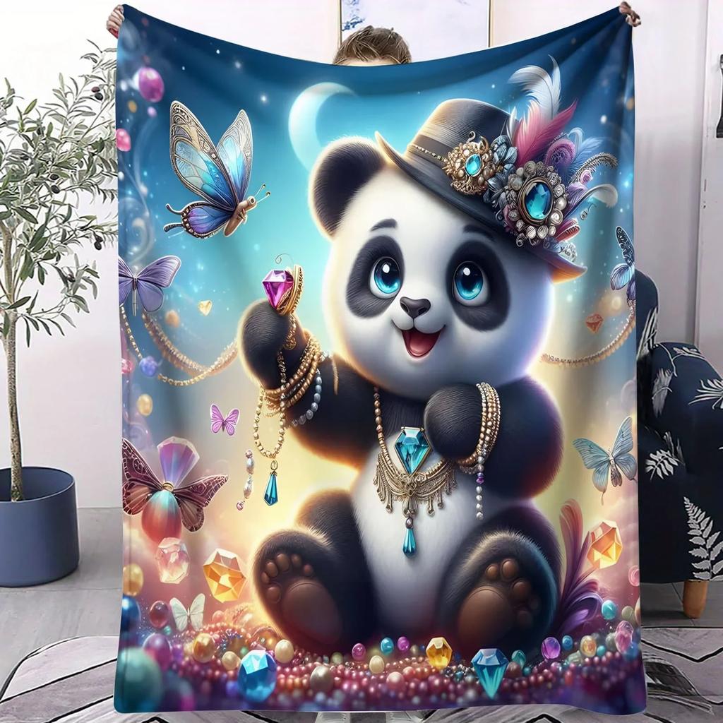 Christmas Sled Panda Soft Blanket Festive Ornament Themed Fleece Throw for Beds Sofa Home Decor Adults Kids Cozy Warm Gift