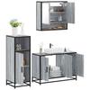 3 Piece Bathroom Furniture Set Grey Sonoma Particleboard
