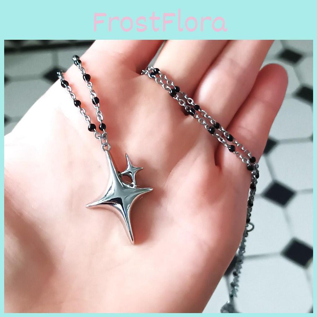 Dark Gothic Star Geometric Necklace For Women With Zinc Alloy Pendant 51cm Chain