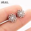 Fashion Round Tree of Life Stud Earrings Women Bohemian Tree Plant Jewelry Stainless Steel Earrings Ear Accessories Bijoux