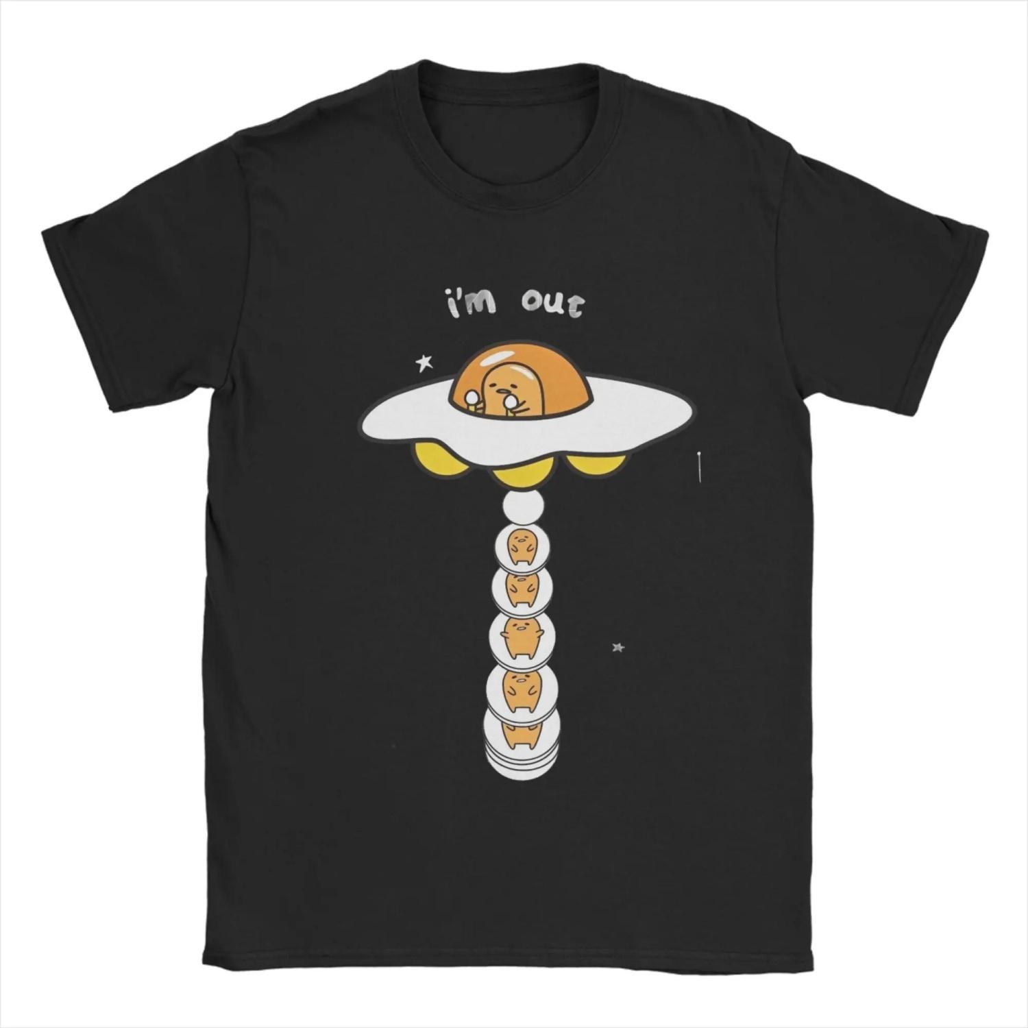 

s Gudetama Я ушел Футболки Хлопковые Топы Винтажная Футболка с Коротким Рукавом и Круглым Воротником Идея для Подарка Футболка S чёрный