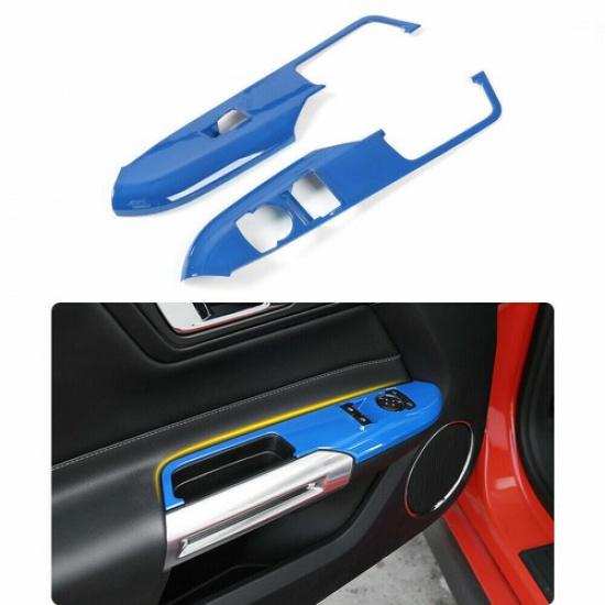Interior Control Window Lift Switch Button Trim Cover For Ford Mustang 15+ Blue