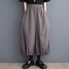 Women Bloomer Elastic High Waist Wide Leg Trousers with Pockets Solid Color Loose Fit Casual Pants Work Travel Daily Wear