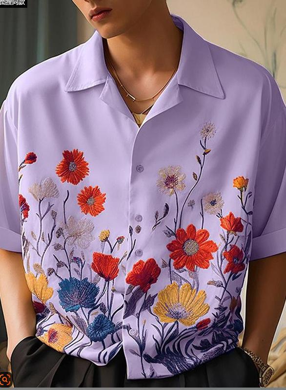 Spring and summer new fashion men's clothing men's short-sleeved shirt top cardigan source factory quick-drying short sleeves
