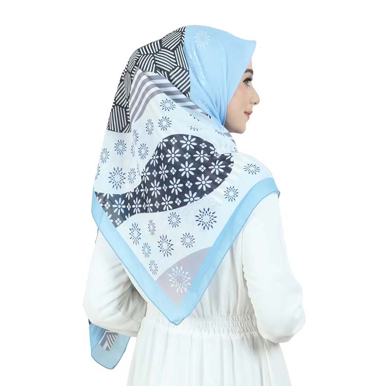 Square Bawal Custom Design Plain Trendrehab Muslim Tudung Malaysia Women Printed Hijab Premium Cotton Voile Scarf