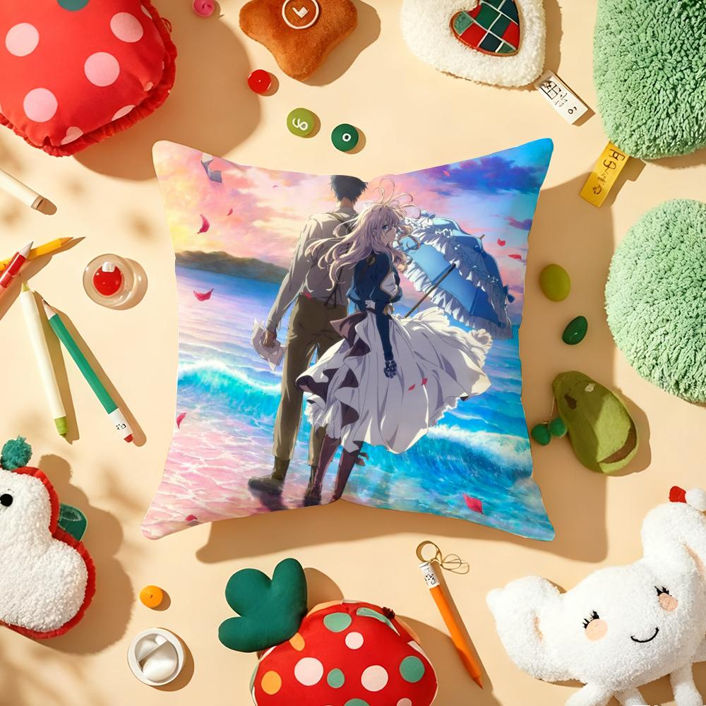 Violet EEvergarden Anime Cushion Cover Plush Fabric Soft DoubleSided Printed Sofa Warm Winter Home Gift Pillow Cover