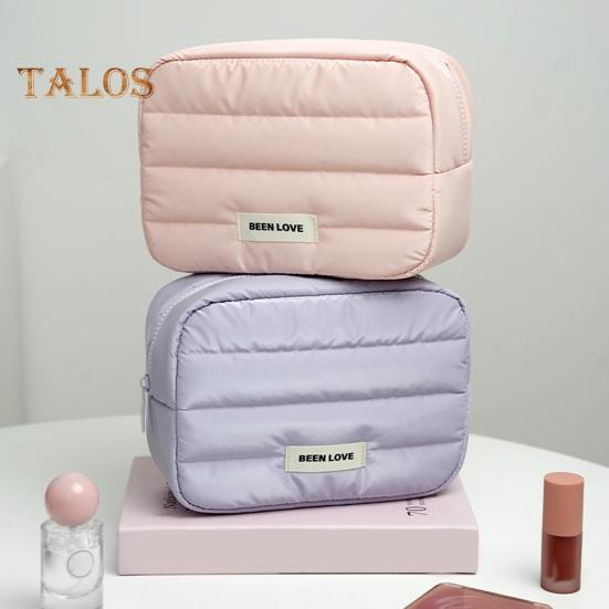 Women Padded Makeup Bag Portable Cosmetic Organizer Waterproof Zippered Handbag Toiletry Pouch for Girls Travel Home Use