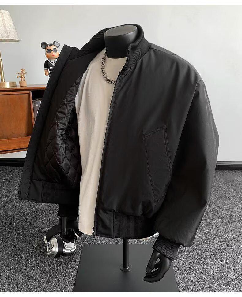 Męska Zimowa Bawełniana Kurtka Baseballowa ze Stójką - Ciepła i Wszechstronna, Luźny Krój