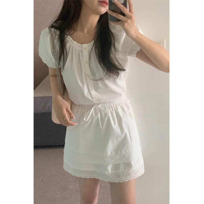 

Костюм женский кружевной Oni Ins с пузырьковым кружевом, короткий рукав Lace Skirt S