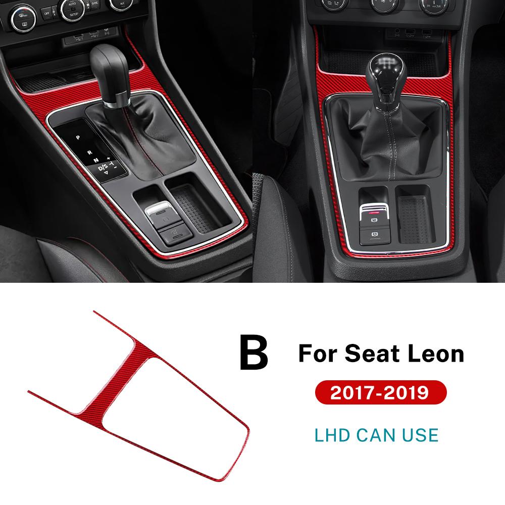 For Seat Leon 2017 2018 2019 Real Soft Carbon Fiber Sticker LHD RHD Car Gear Shift Outer Frame Panel Trim Interior Accessories