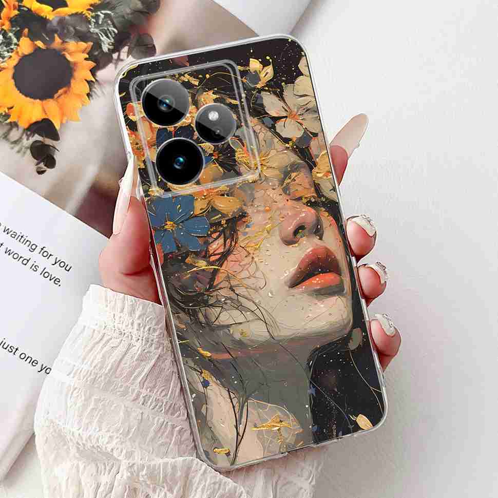 For Realme GT 7 5G 2025 RMX5061 Case Cute Girl New Flowers Soft Silicone TPU Cover For Realme GT7 GT 7T 5G Global Phone Cases