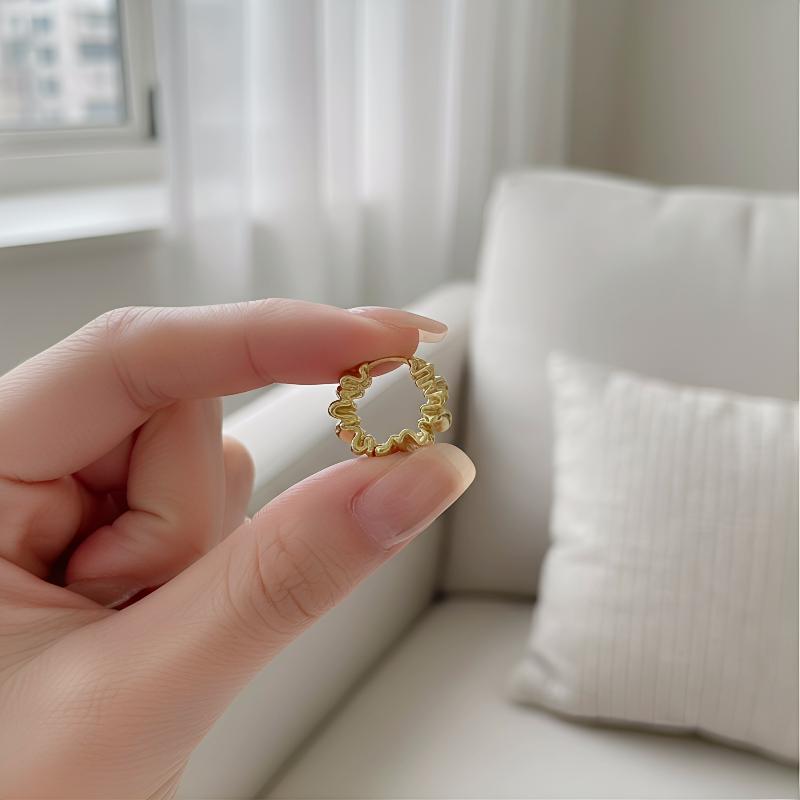 Metal Huggie Earrings Crinkle Irregular Hoop Geometric Gold Silver Alloy Minimalist Women Small Jewelry Wear Gift Party