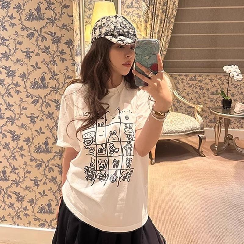 Fashion summer Ladies pure Cotton t Shirt Women y2k Tops T-Shirts Short Sleeve Casual oversized funny graphic print Women's Tees