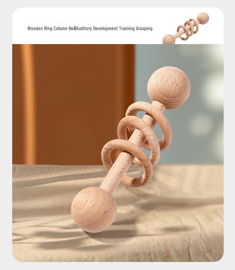 Wooden Geometric Figure Matching Toys and Teething Rattle Set