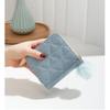 Small Fur Ball Bag, Double Layered Wallet, Diamond Grid, Ladies', Short, Hand-held, Coin Purse