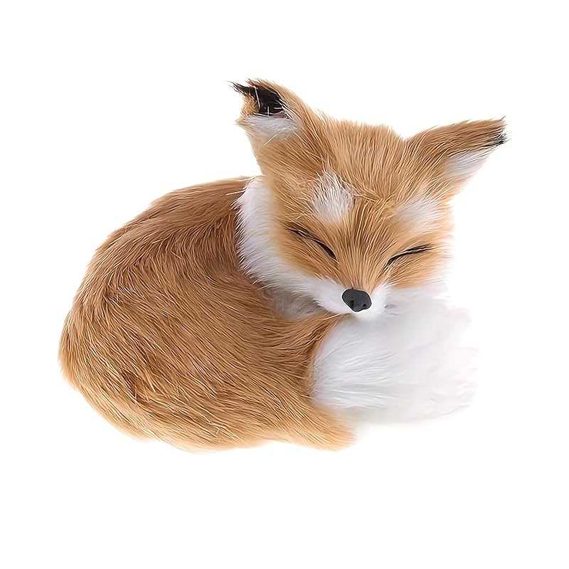 

fox stuffed toy cute sleeping interior sleeping on knees handmade (коричневый) [продукт]