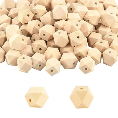 10/30 Stück Geometrische Holzperlen, Unbemalte polygonale Holzperlen, Naturfarbene polyedrische Holzperlen, Verwendet für Bastelgirlanden, Tischdeko