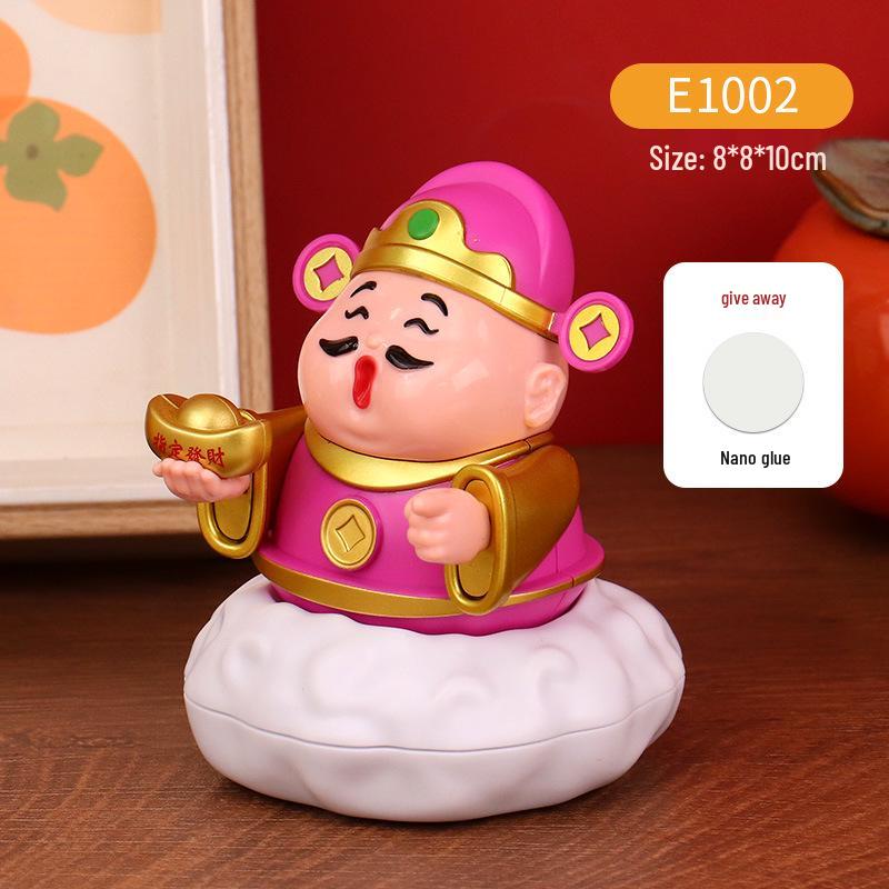 Solar-Powered Fortune God Waving Ornament - Stress Relief & Festive Charm for Car or Office, Perfect Birthday Gift
