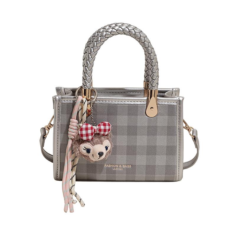 Simple plaid small bag women's new fashion commuter small square bag summer versatile shoulder messenger bag