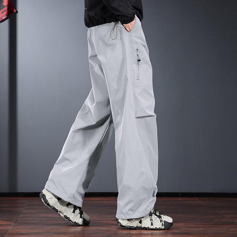 JIELEINUO Men's Wide-Leg Functional Cargo Pants