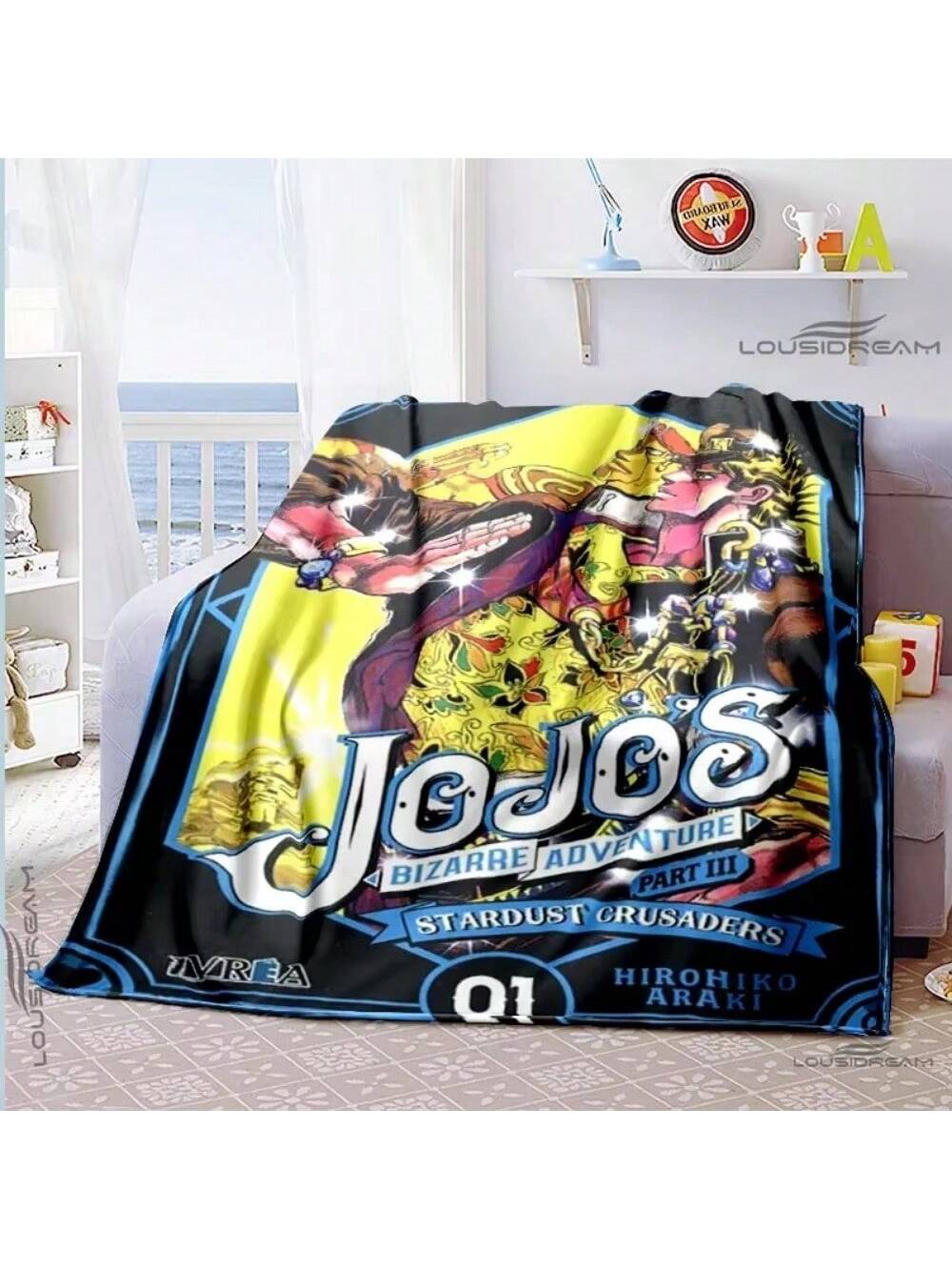 

Anime Bizarre Adventure Blanket Soft Fleece Throw Blankets Home Decor Bedroom Living Room SofaDigital Printed Traveling 75X95CM серый