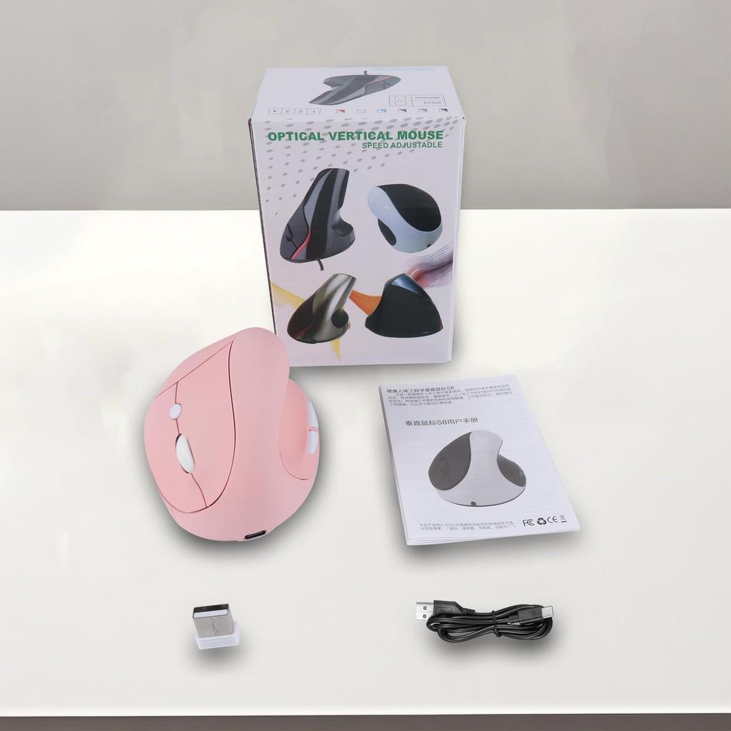 Ergonomic Wireless Vertical Mouse, 2.4GHz Optical Wireless, Right-Handed, 3-Level Adjustable DPI, Rechargeable, Ergonomic, Wrist-Relieving, High